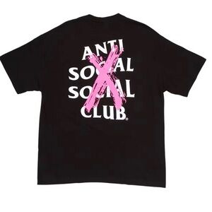 Anti Social Social Club Black Tee with Pink Accent